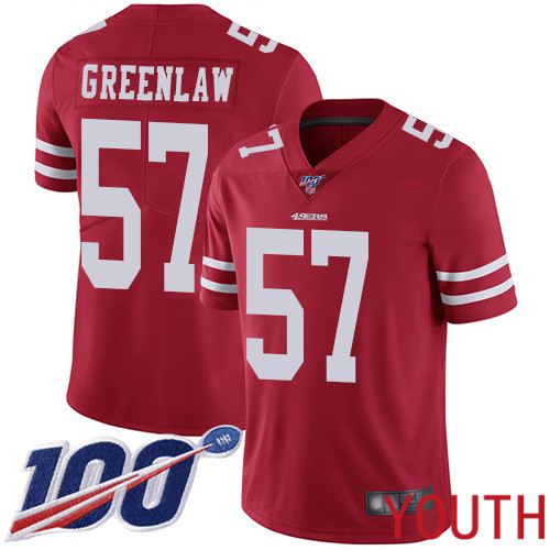 San Francisco 49ers Limited Red Youth Dre Greenlaw Home NFL Jersey #57 100th Season Vapor Untouchable->youth nfl jersey->Youth Jersey